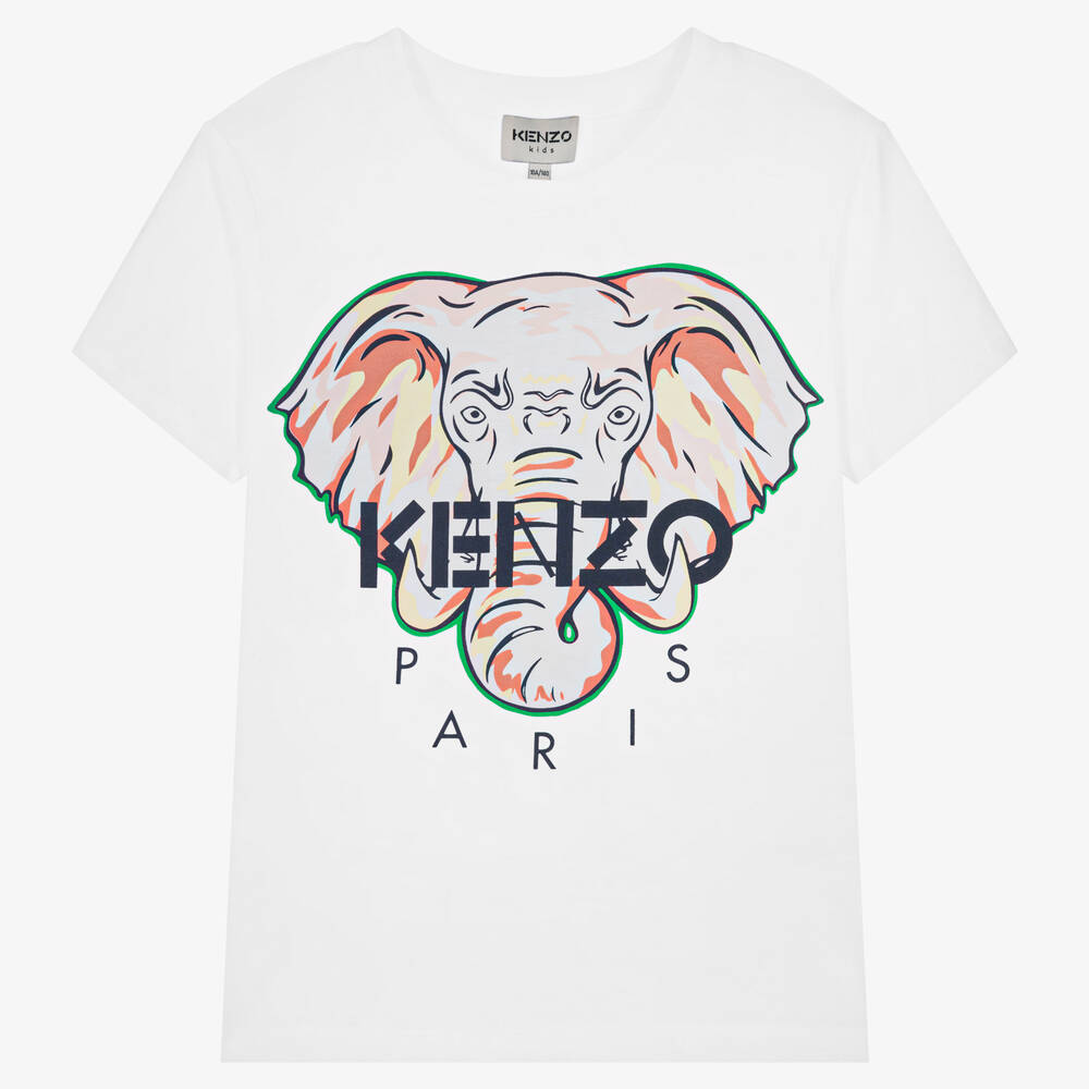 KENZO KIDS - T-shirt blanc éléphant ado fille | Childrensalon