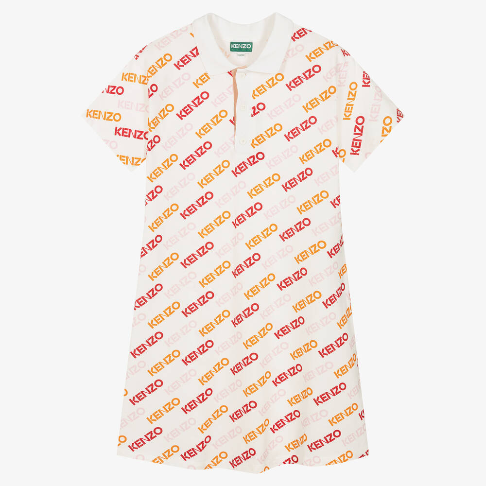 KENZO KIDS - Teen Girls White Logo Polo Dress | Childrensalon