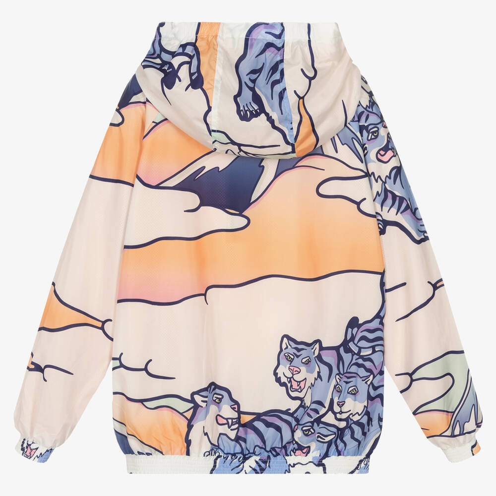 KENZO KIDS-جاكيت هودي واقي من الرياح تينز بناتي لون أبيض | Childrensalon Outlet