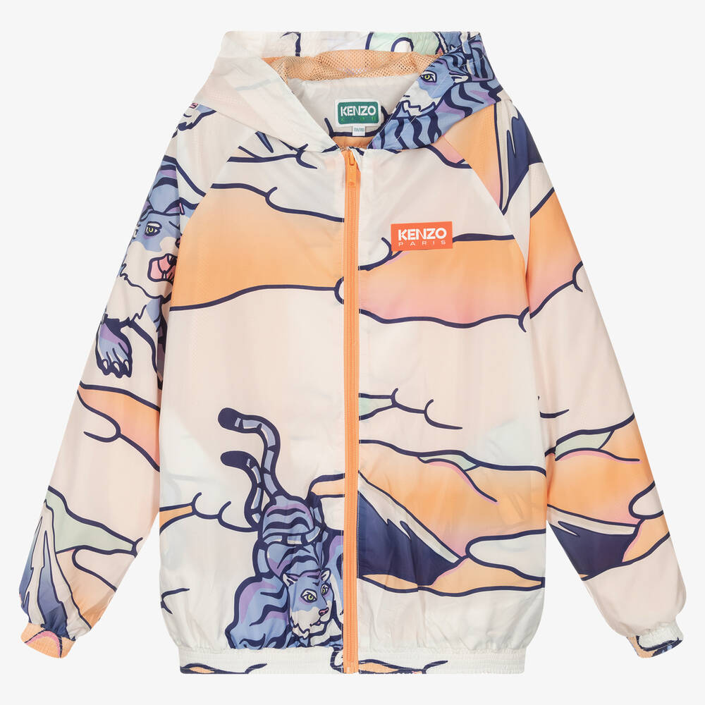 KENZO KIDS - Weiße Teen Windjacke mit Print | Childrensalon