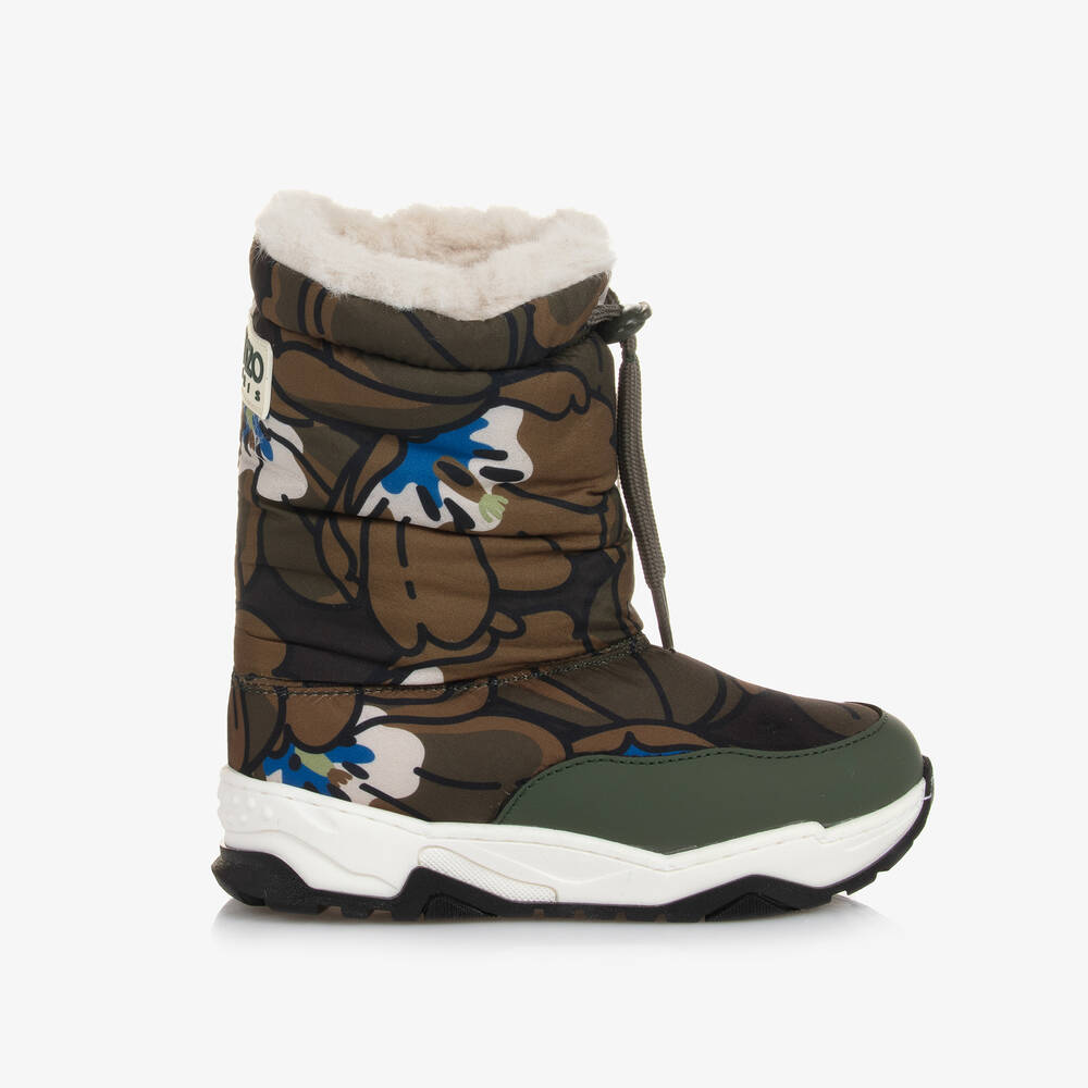 KENZO KIDS-Teen Green Floral Snow Boots | Childrensalon Outlet