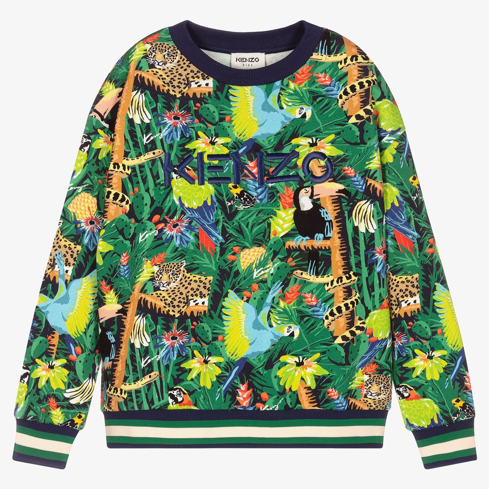 KENZO KIDS - Teen Green Tropical Sweatshirt | Childrensalon
