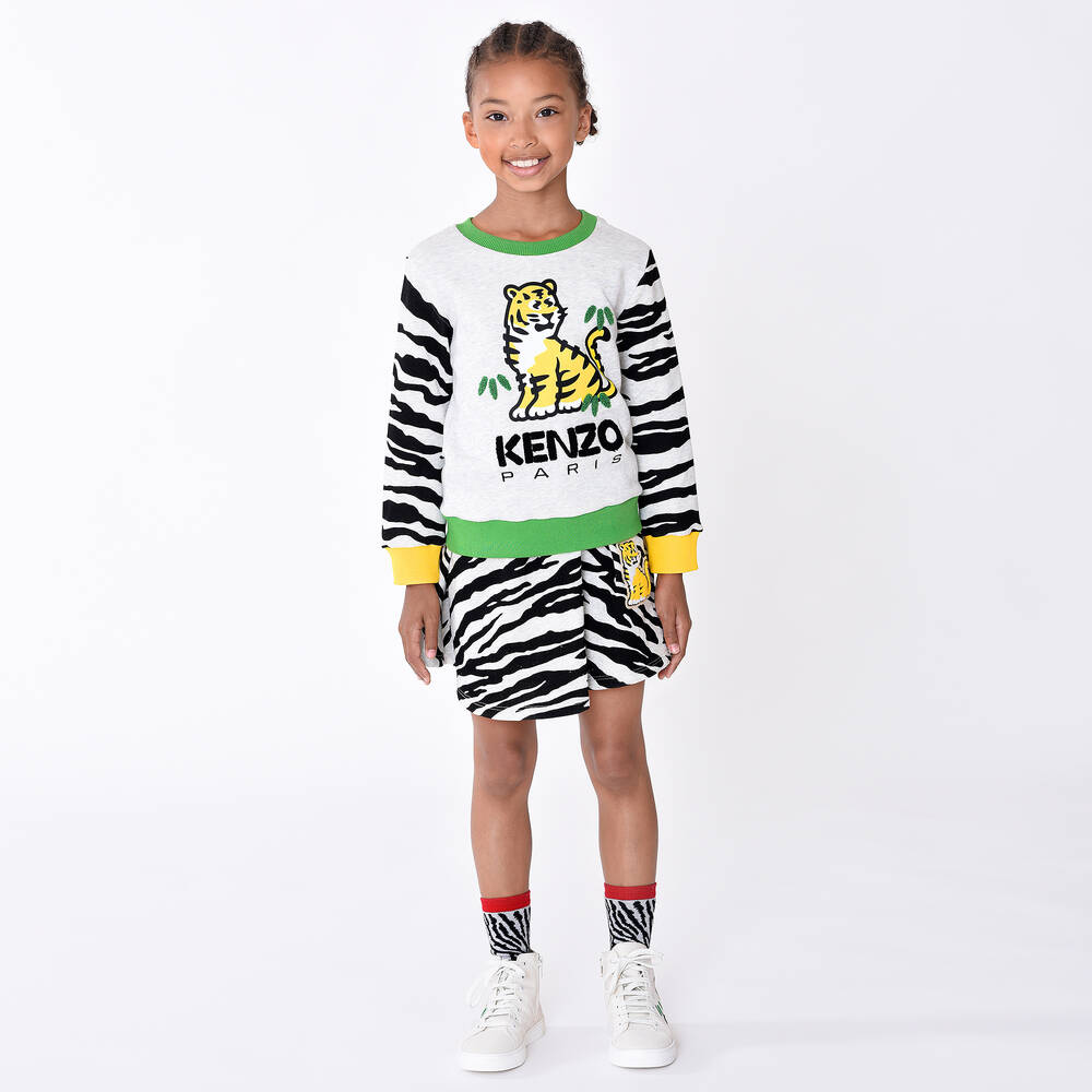 KENZO KIDS-سويتشيرت تينز قطن لون رمادي | Childrensalon Outlet
