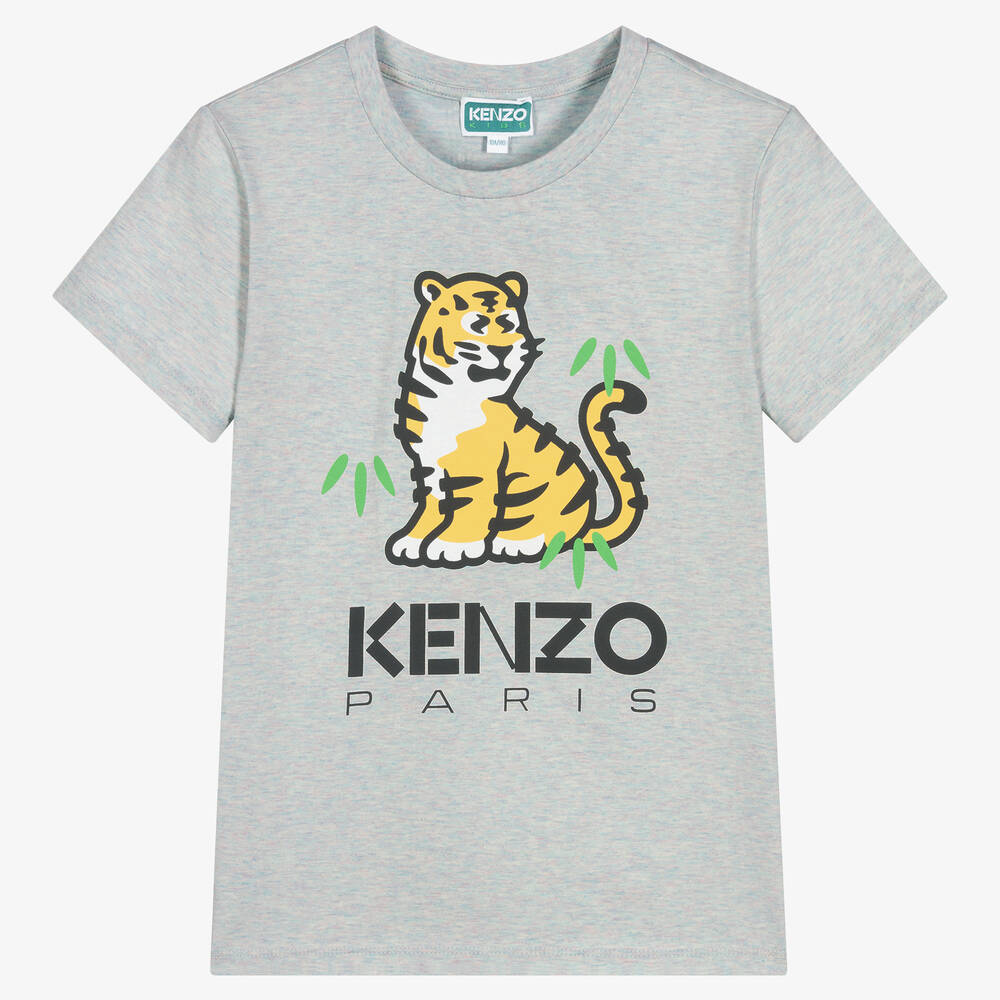 KENZO KIDS - تيشيرت تينز قطن لون رمادي | Childrensalon