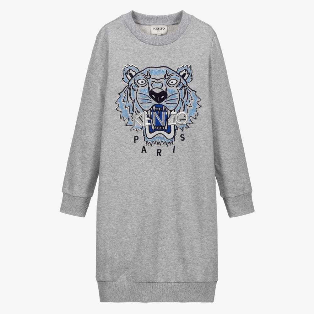 KENZO KIDS - Teen Grey Tiger Jersey Dress | Childrensalon