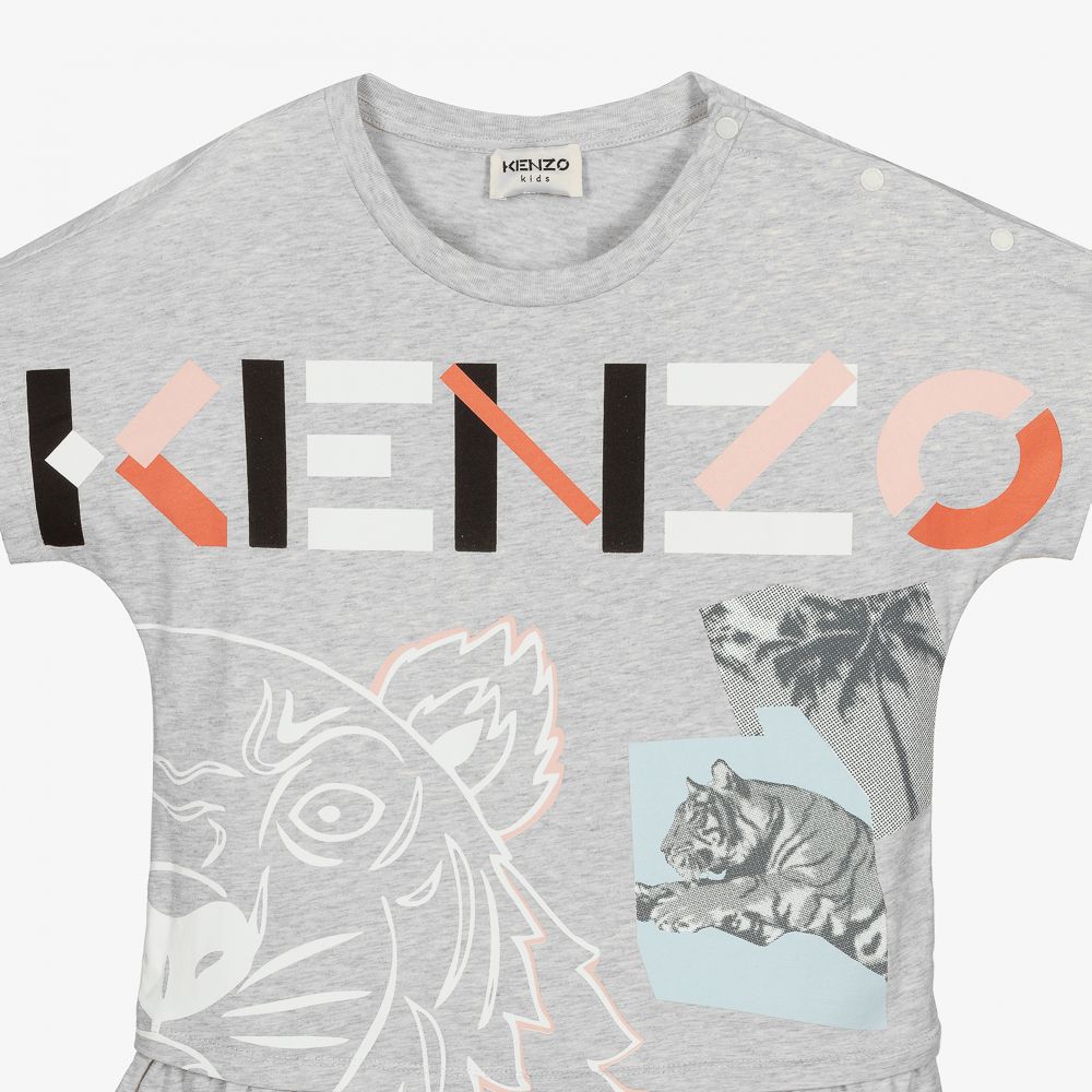 KENZO KIDS-Серый комбинезон с тигром для подростков | Childrensalon Outlet