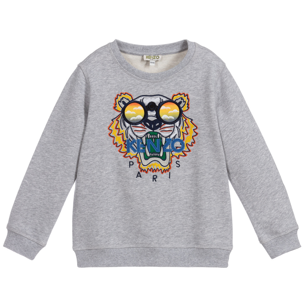 KENZO KIDS - Teen Grey Tiger Sweatshirt | Childrensalon