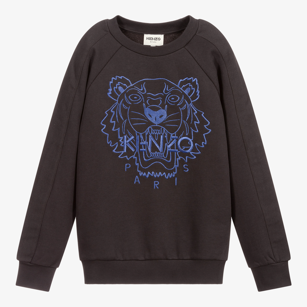 KENZO KIDS - سويتشيرت تينز ولادي قطن لون رمادي | Childrensalon