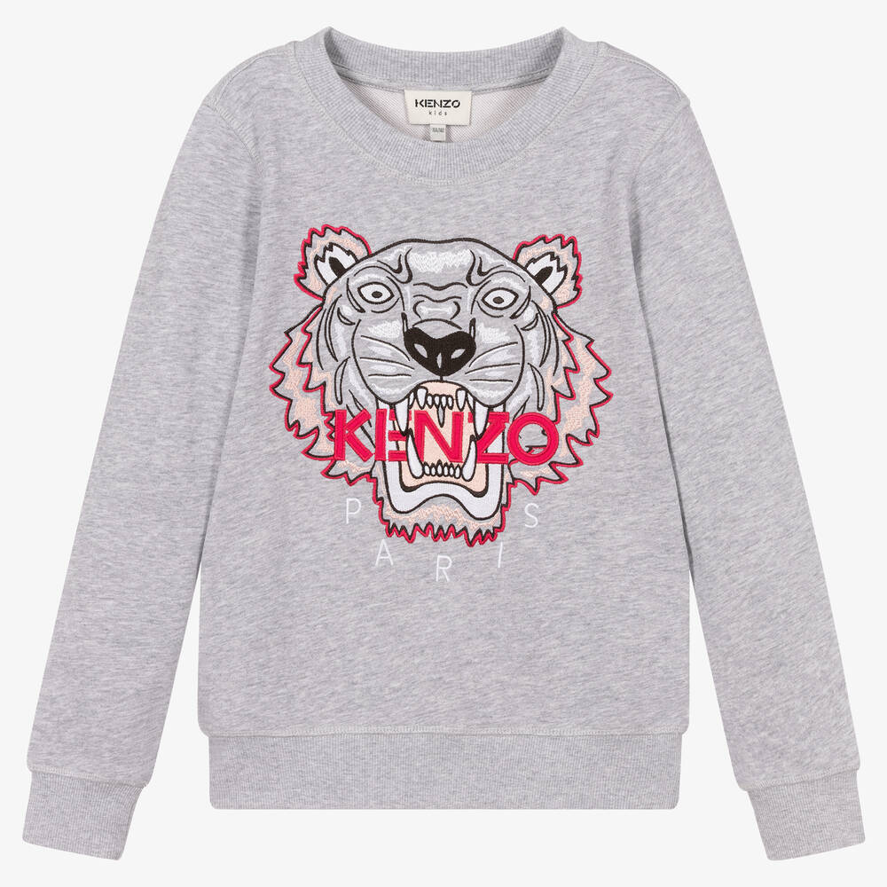 KENZO KIDS - Серый свитшот с тигром для подростков | Childrensalon