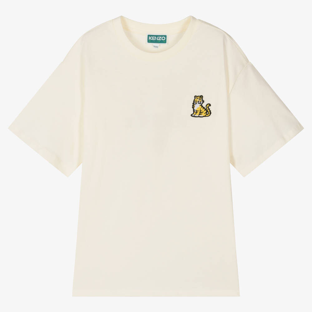 KENZO KIDS-Teen Ivory Cotton KOTORA T-Shirt | Childrensalon Outlet