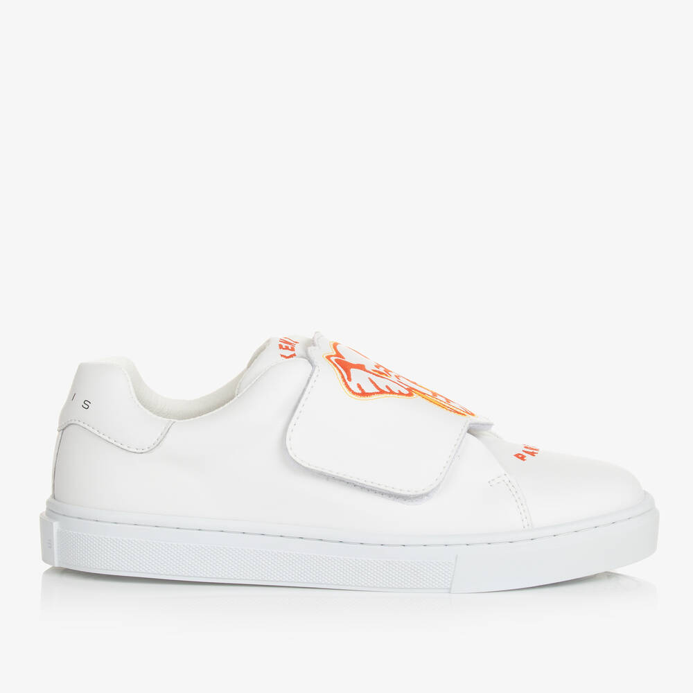 KENZO KIDS-Teen Ivory Leather Elephant Trainers | Childrensalon Outlet
