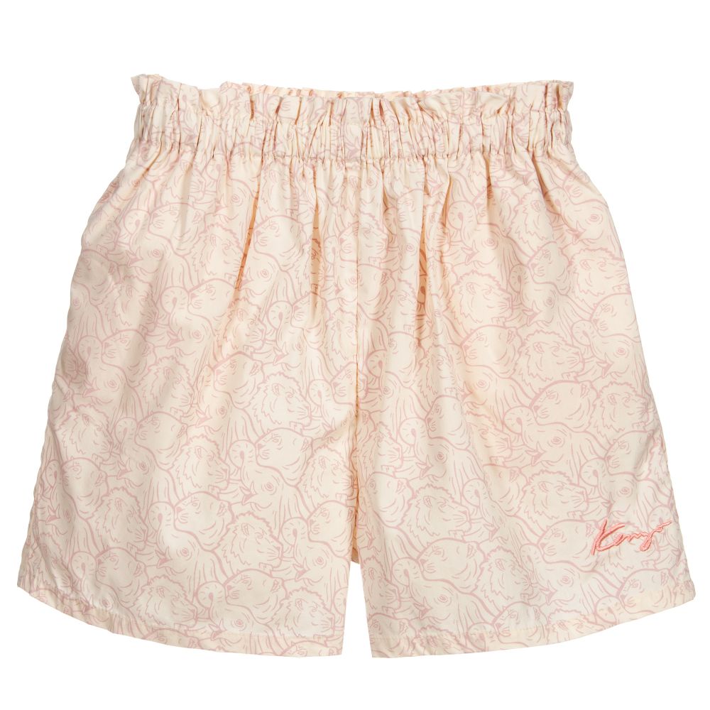KENZO KIDS-Teen Ivory & Pink Logo Shorts | Childrensalon Outlet