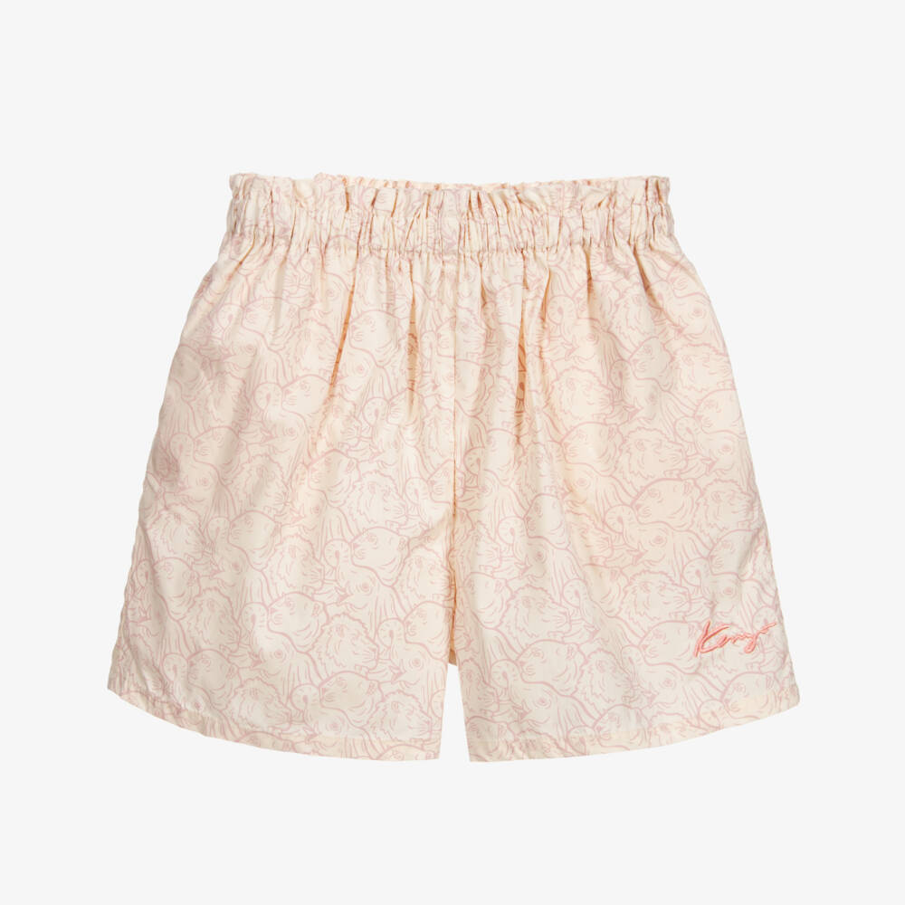 KENZO KIDS-Teen Ivory & Pink Logo Shorts | Childrensalon Outlet