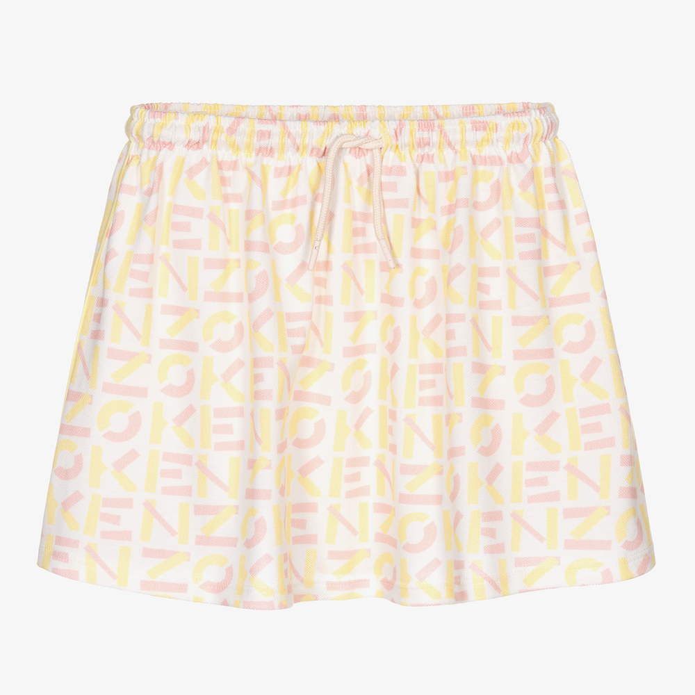 KENZO KIDS - Teen Ivory Piqué Logo Skirt | Childrensalon