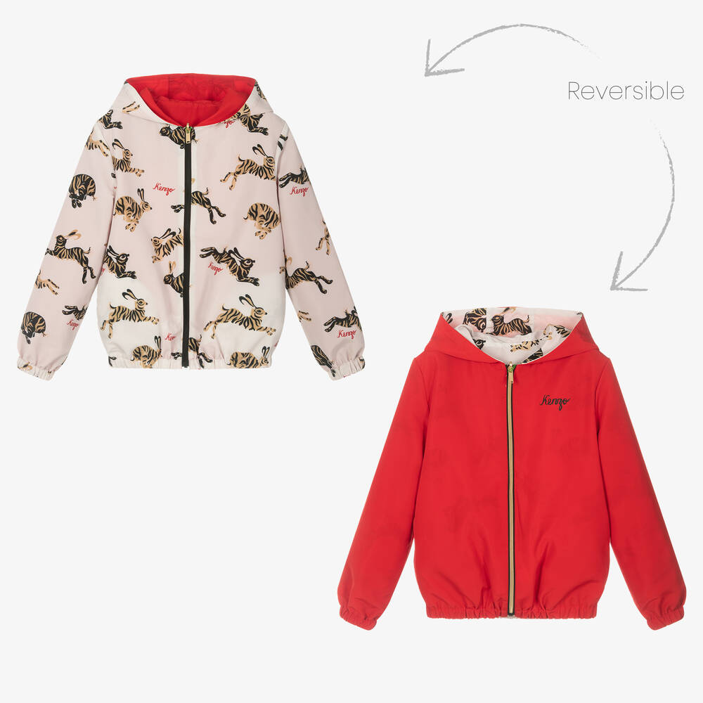 KENZO KIDS - Teen Ivory & Red Reversible Windbreaker | Childrensalon