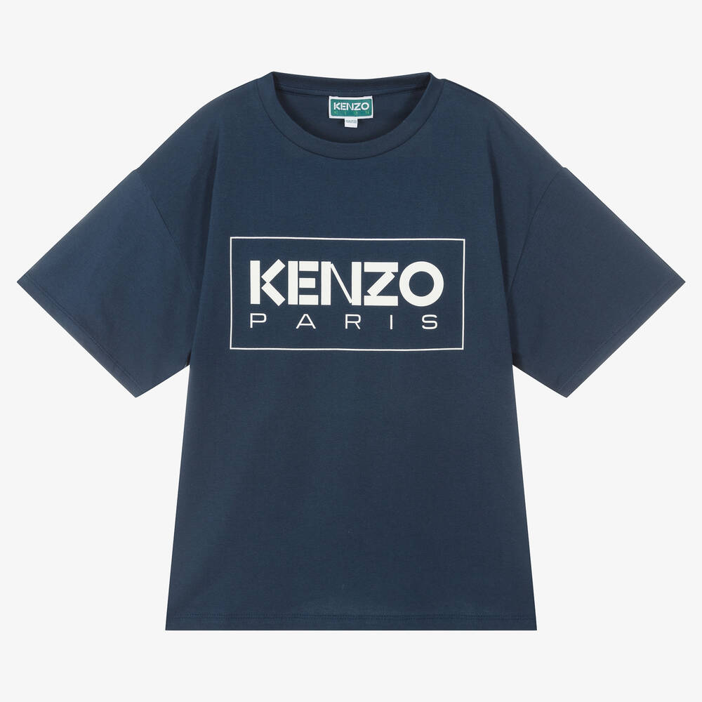 KENZO KIDS - Teen Navy Blue Cotton T-Shirt | Childrensalon