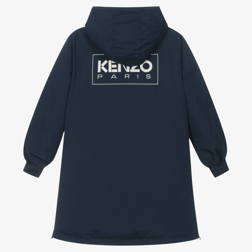 KENZO KIDS Teen Navy Blue Hooded Down Padded Coat