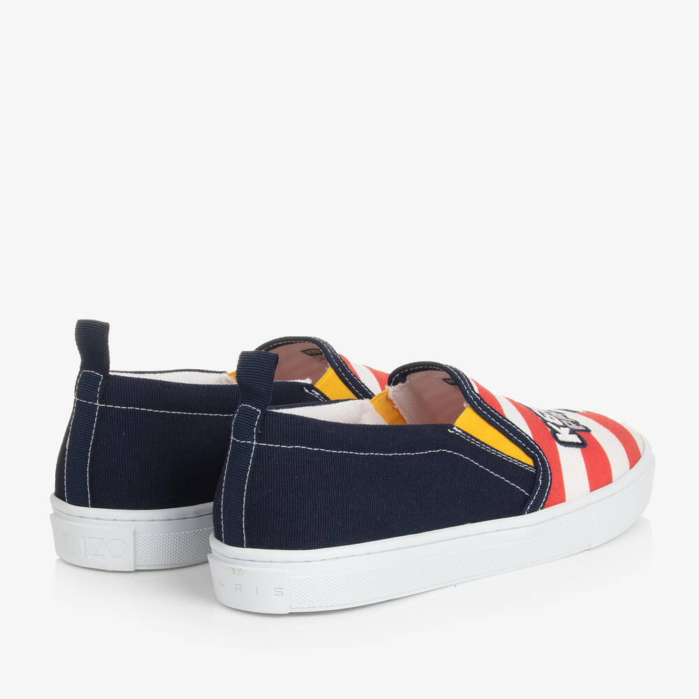 KENZO KIDS-ترينرز كانفاس مقلم لون كحلي تينز | Childrensalon Outlet