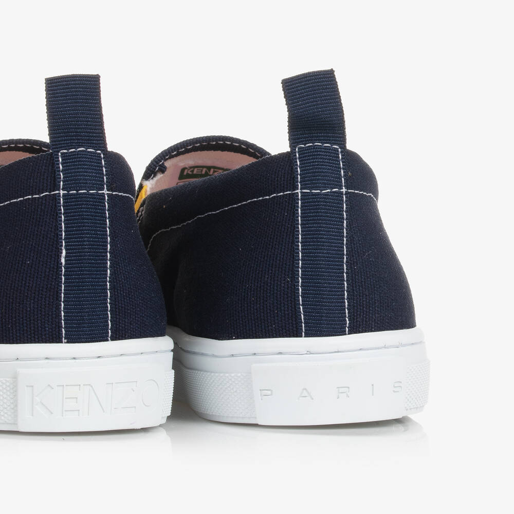 KENZO KIDS-ترينرز كانفاس مقلم لون كحلي تينز | Childrensalon Outlet