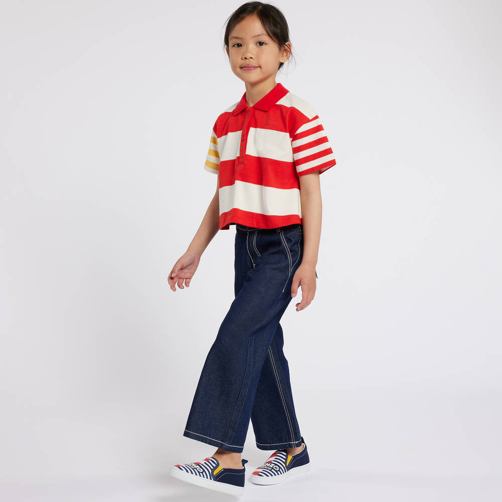 KENZO KIDS-ترينرز كانفاس مقلم لون كحلي تينز | Childrensalon Outlet