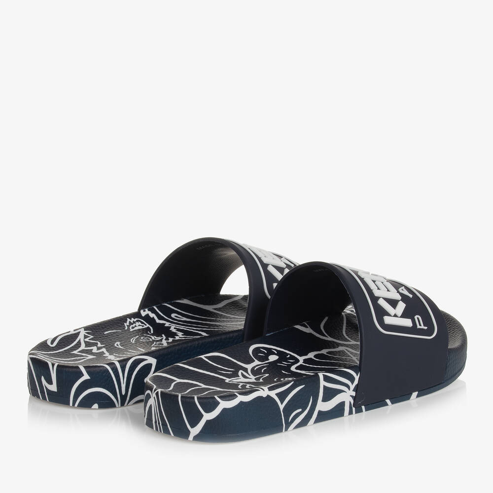 KENZO KIDS-شبشب سلايدرز بطبعة الفيل لون كحلي تينز | Childrensalon Outlet