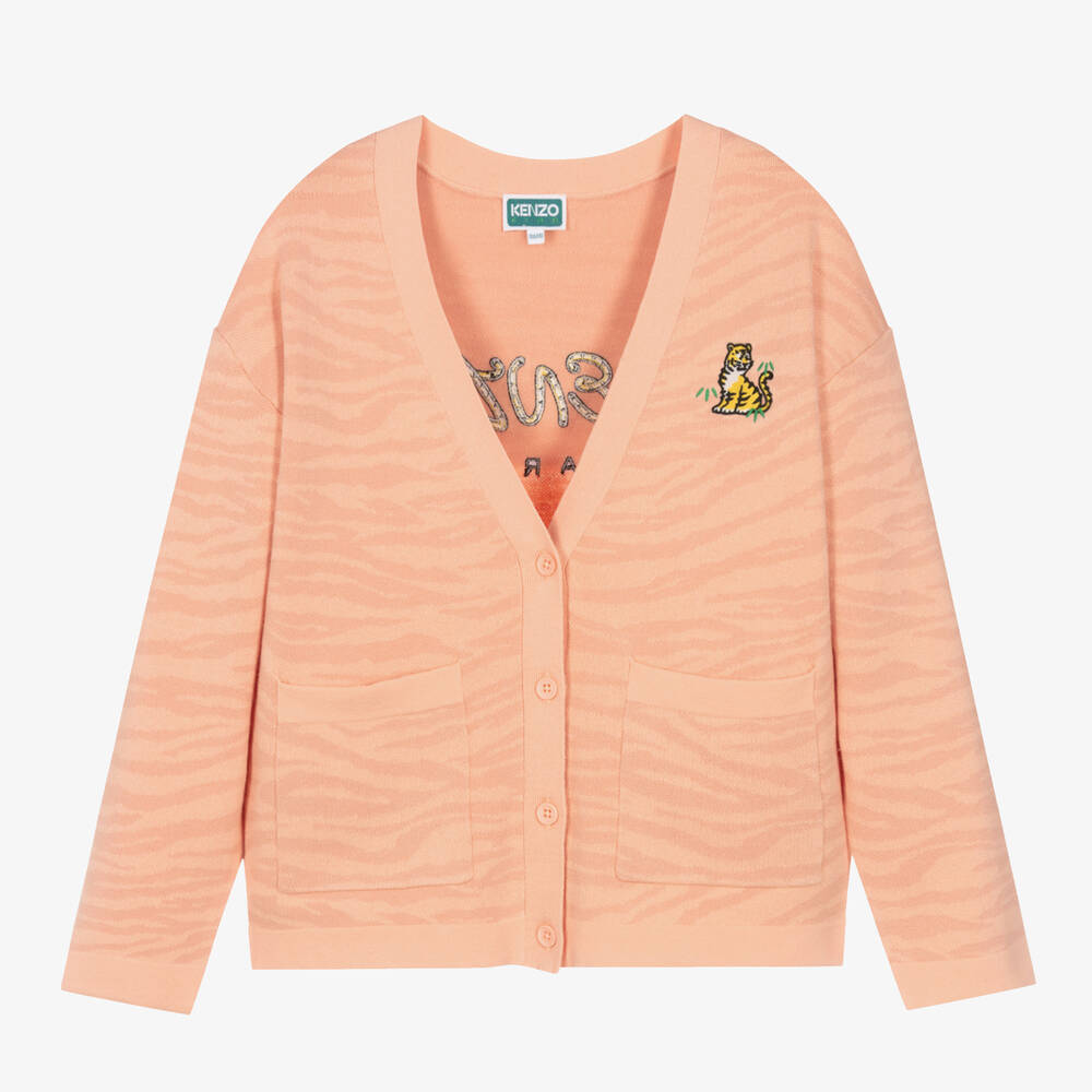 KENZO KIDS-Розовый кардиган с тигром KOTORA для подростков | Childrensalon Outlet