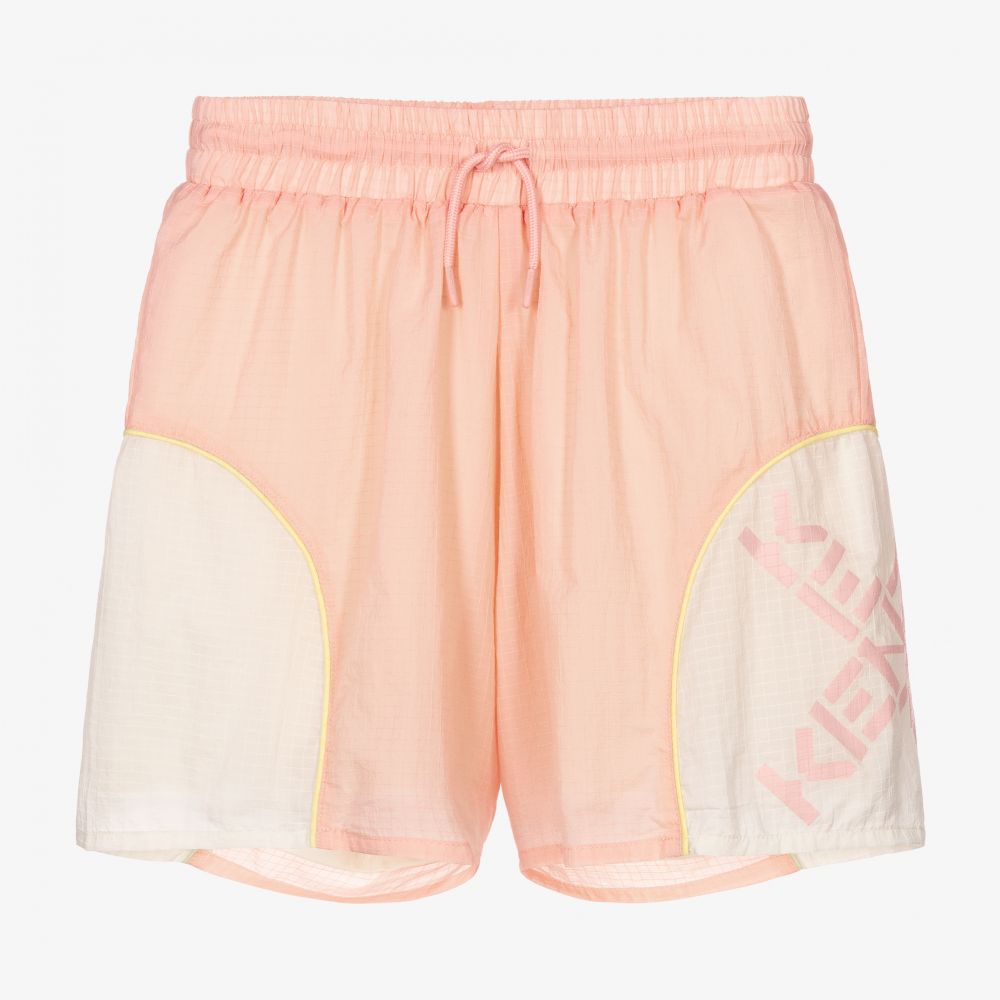 KENZO KIDS - Teen Pink Nylon Logo Shorts | Childrensalon