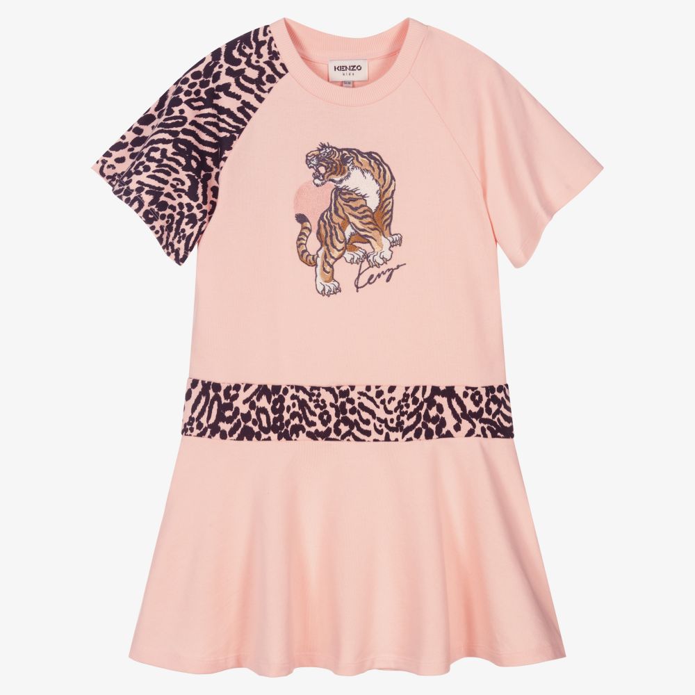 KENZO KIDS - Розовое платье с тигром для подростков | Childrensalon