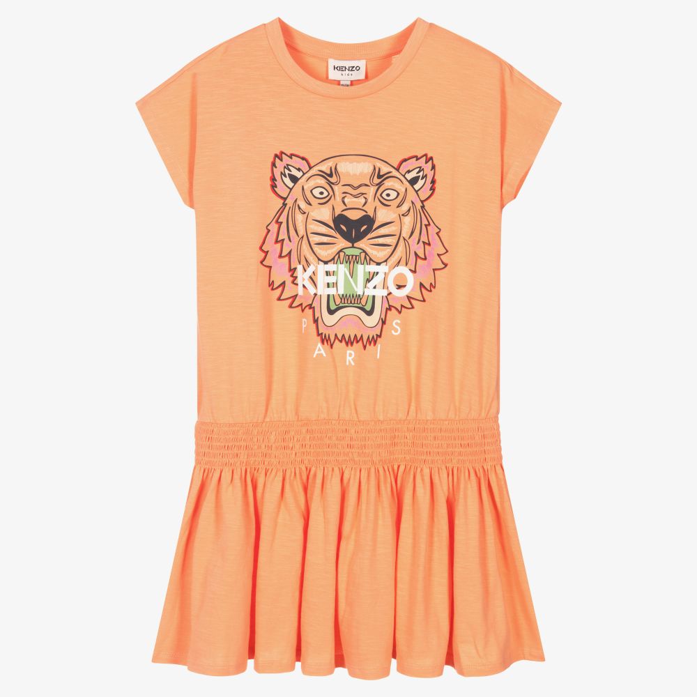 KENZO KIDS - Rosa Teen Tigerkleid mit Slub-Textur | Childrensalon