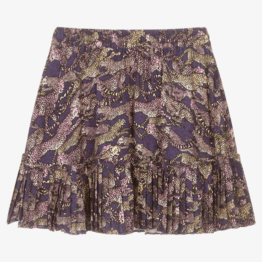 KENZO KIDS-Фиолетовая юбка с гепардами для подростков | Childrensalon Outlet