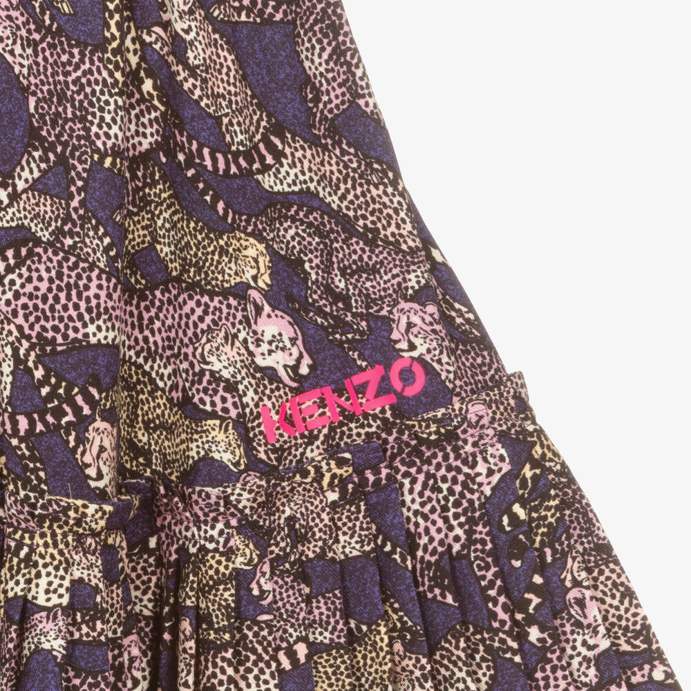 KENZO KIDS-Фиолетовая юбка с гепардами для подростков | Childrensalon Outlet