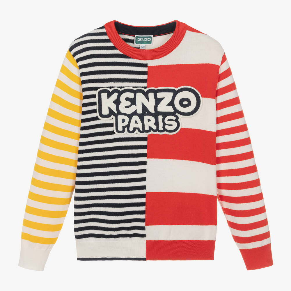 KENZO KIDS-Teen Red & Blue Striped Cotton Jumper | Childrensalon Outlet