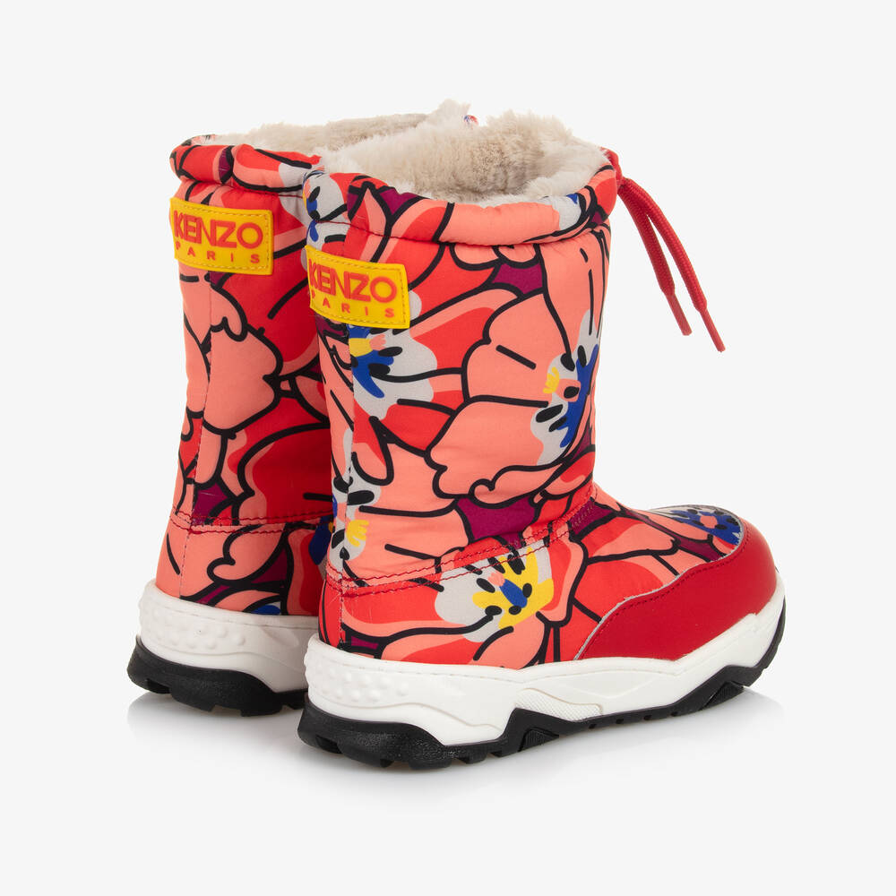 KENZO KIDS-Teen Red Floral Snow Boots | Childrensalon Outlet