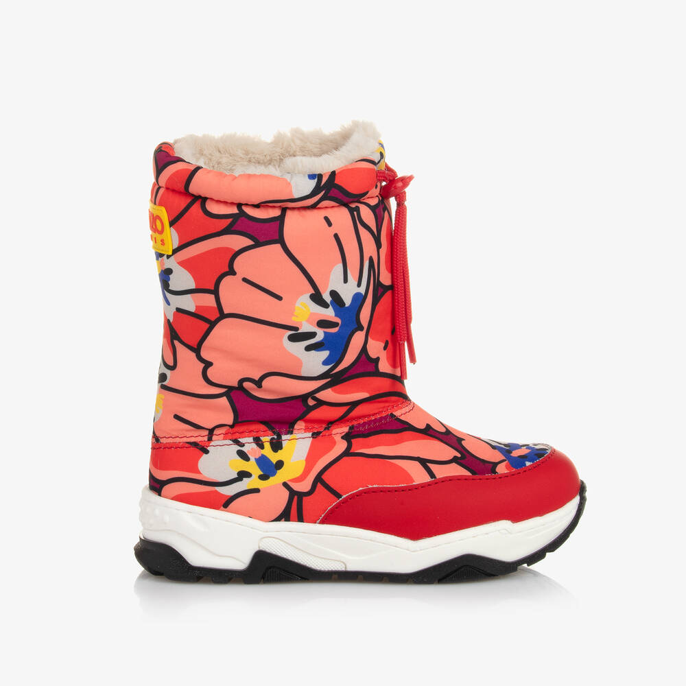 KENZO KIDS-Teen Red Floral Snow Boots | Childrensalon Outlet