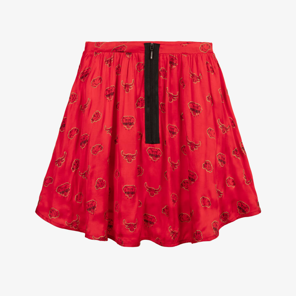 KENZO KIDS-تنورة تينز فيسكوز لون أحمر | Childrensalon Outlet