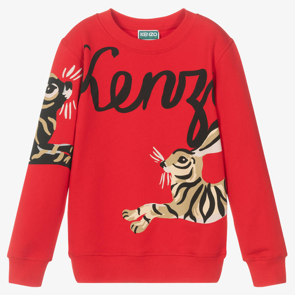 KENZO KIDS - Красный свитшот с зайцем | Childrensalon