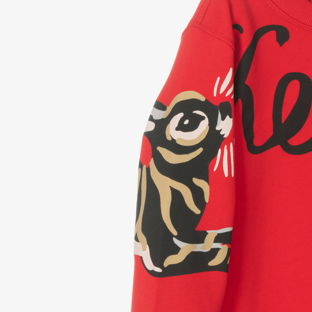 KENZO KIDS Teen Red Rabbit Logo Sweatshirt Childrensalon Outlet
