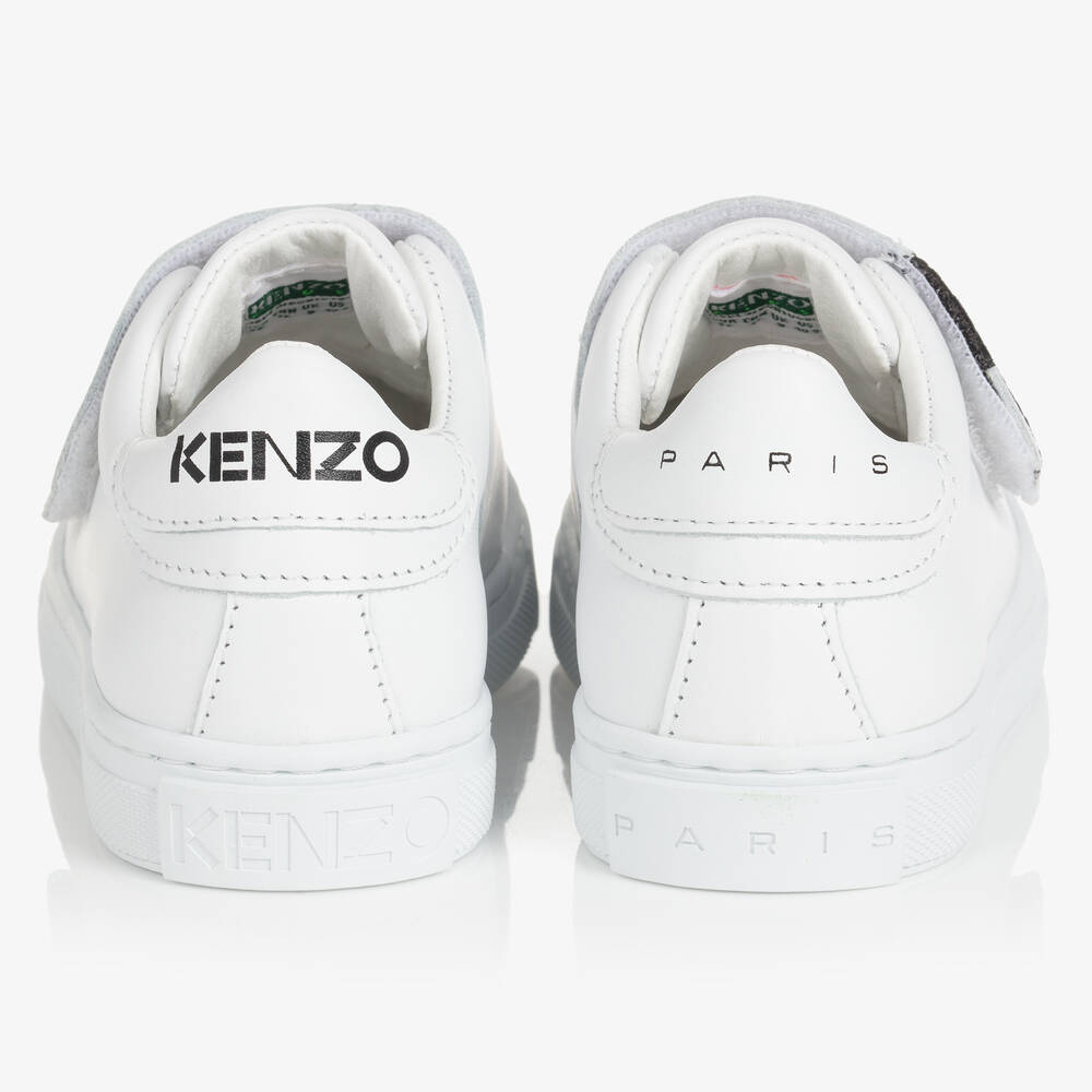 KENZO KIDS-Белые кожаные кроссовки с тигром | Childrensalon Outlet