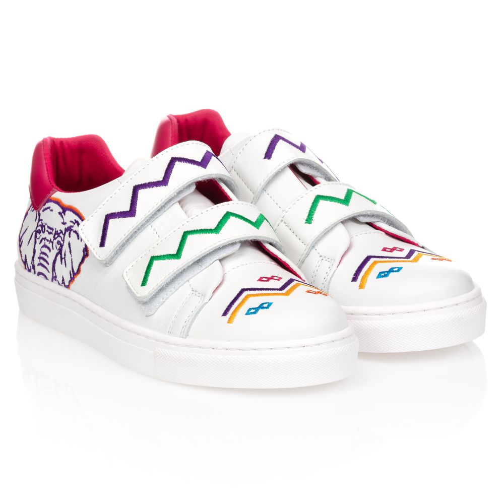 KENZO KIDS - Teen White Logo Trainers | Childrensalon