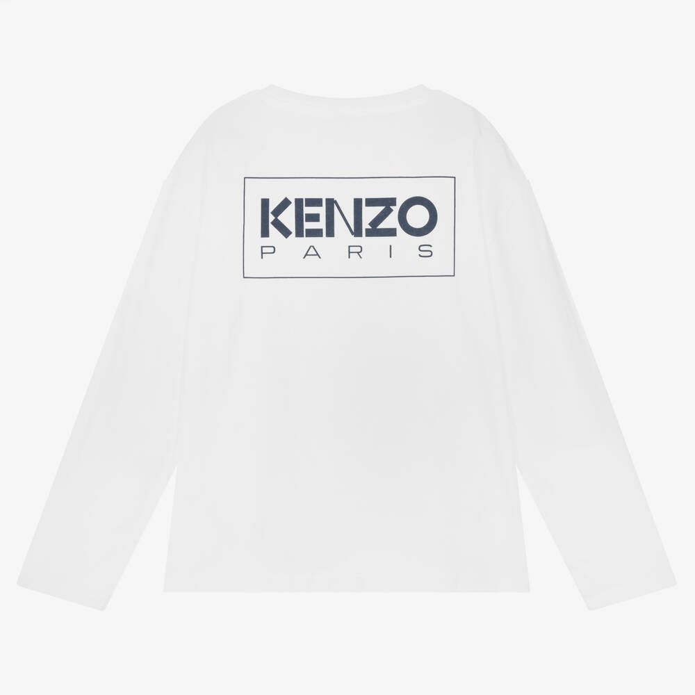 KENZO KIDS-Teen White Organic Cotton Top | Childrensalon Outlet