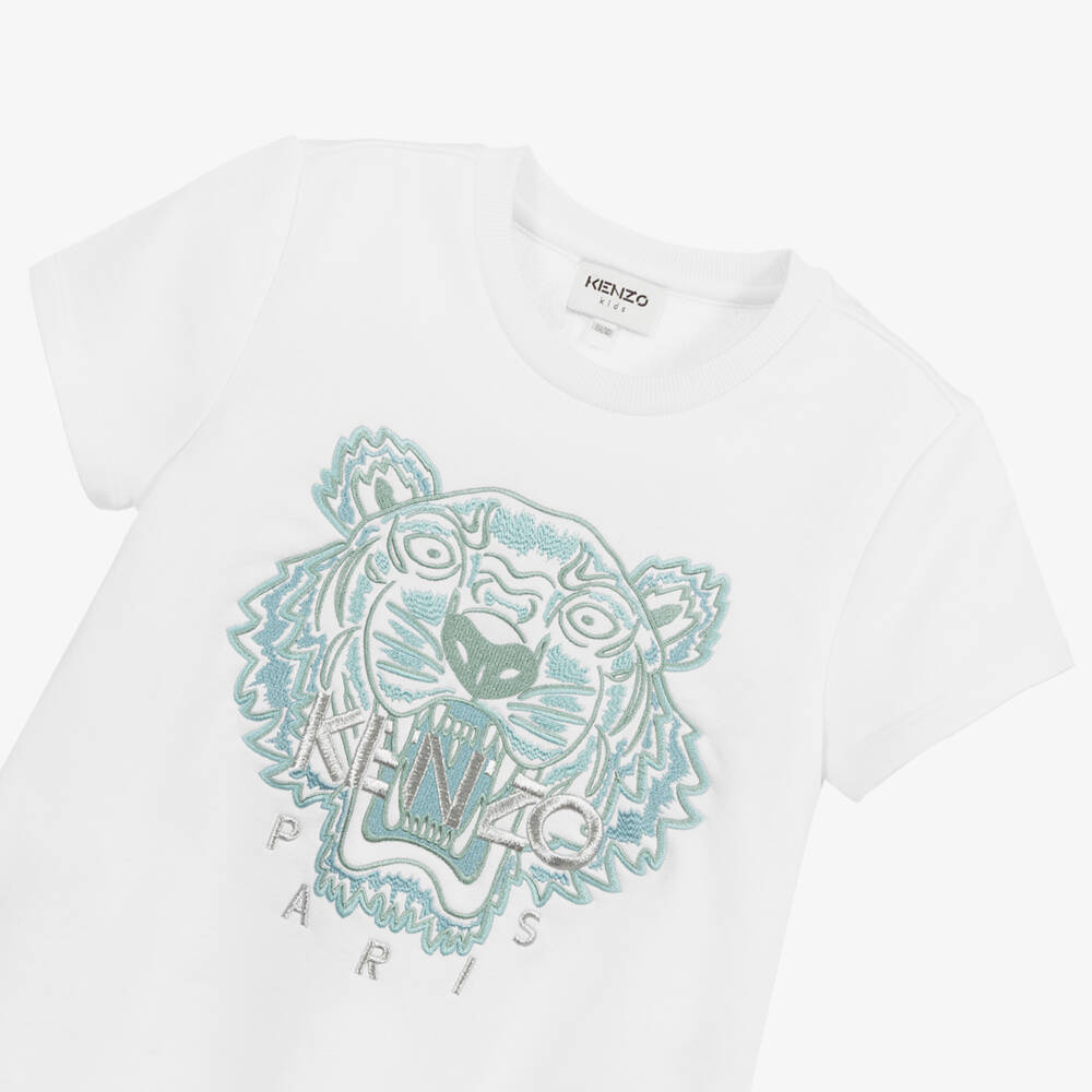 KENZO KIDS-Teen White Tiger Jersey Dress | Childrensalon Outlet