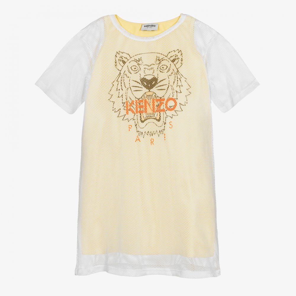 KENZO KIDS - Желтое платье с тигром 2-в-1 для подростков | Childrensalon