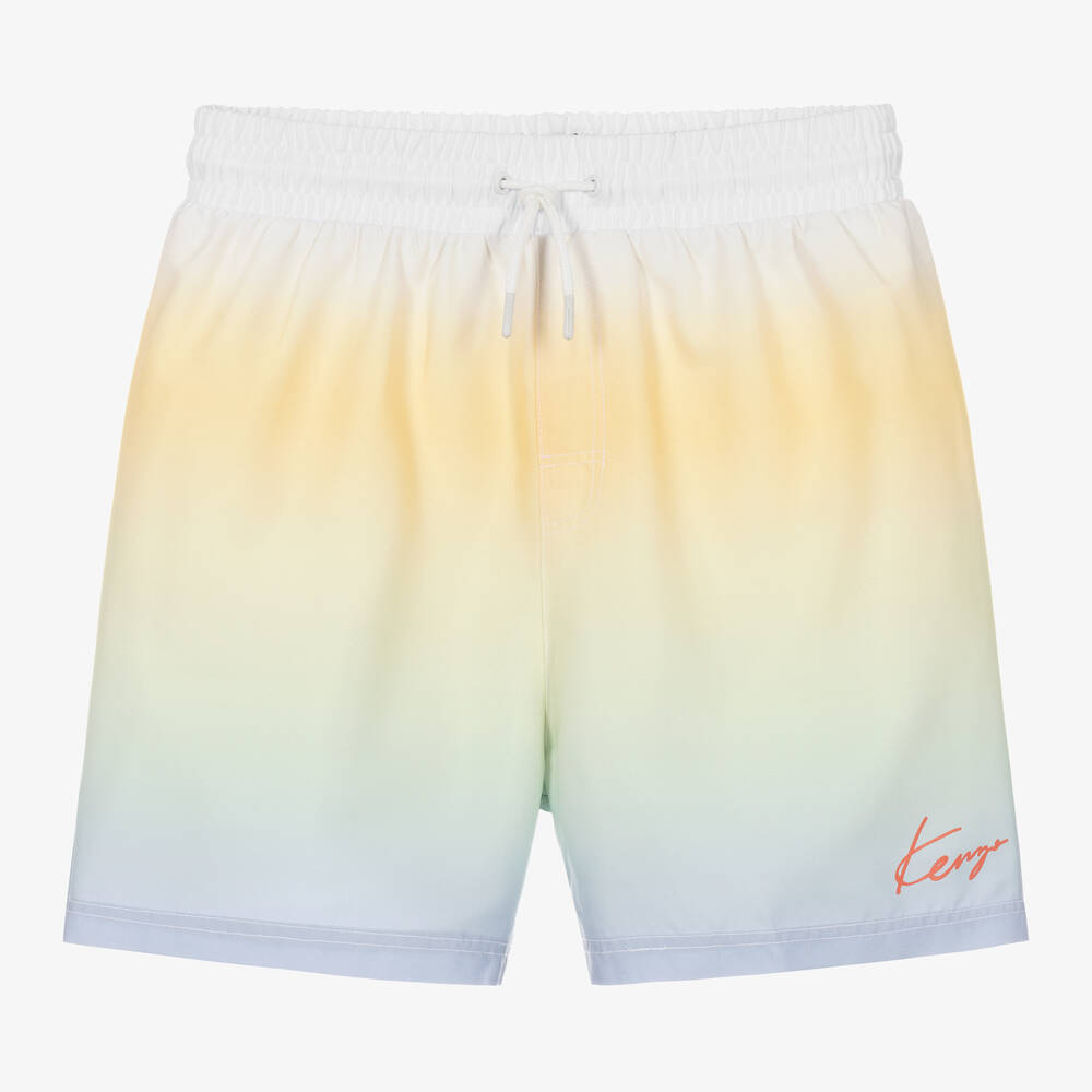 KENZO KIDS - Teen Yellow & Blue Gradient Swim Shorts | Childrensalon