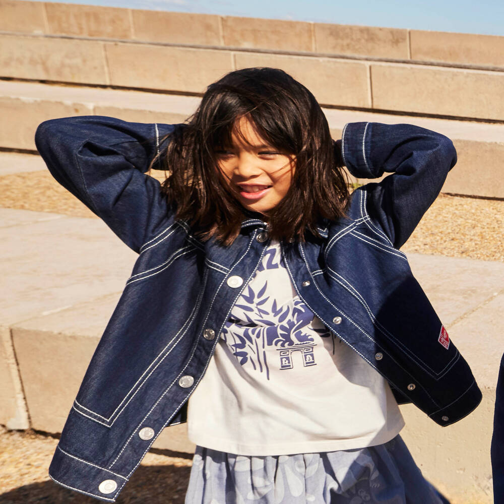KENZO KIDS-White And Blue Logo T-shirt | Childrensalon Outlet