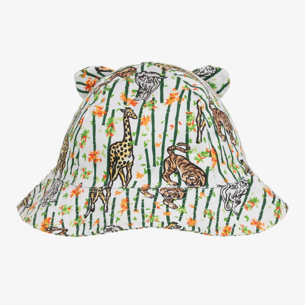 KENZO KIDS-White Animal Print Sun Hat | Childrensalon Outlet