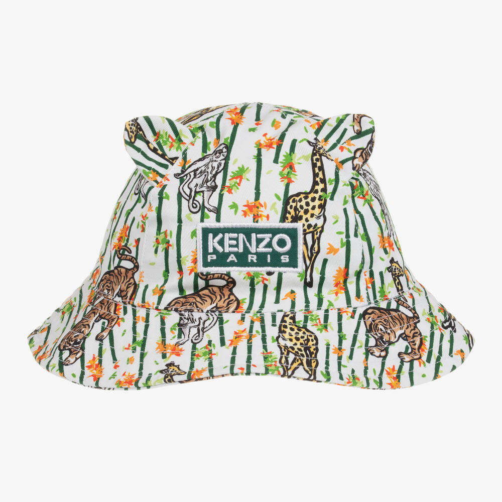 KENZO KIDS - Weißer Sonnenhut mit Tier-Print | Childrensalon