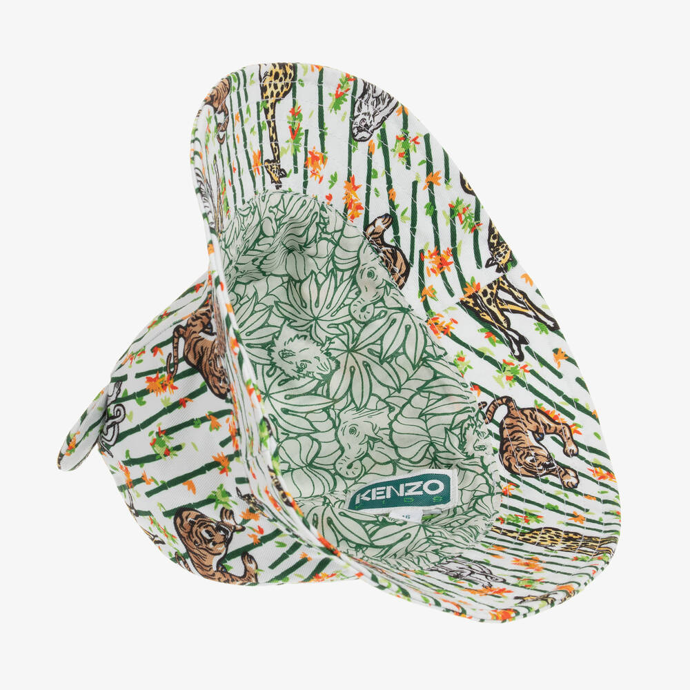 KENZO KIDS-White Animal Print Sun Hat | Childrensalon Outlet