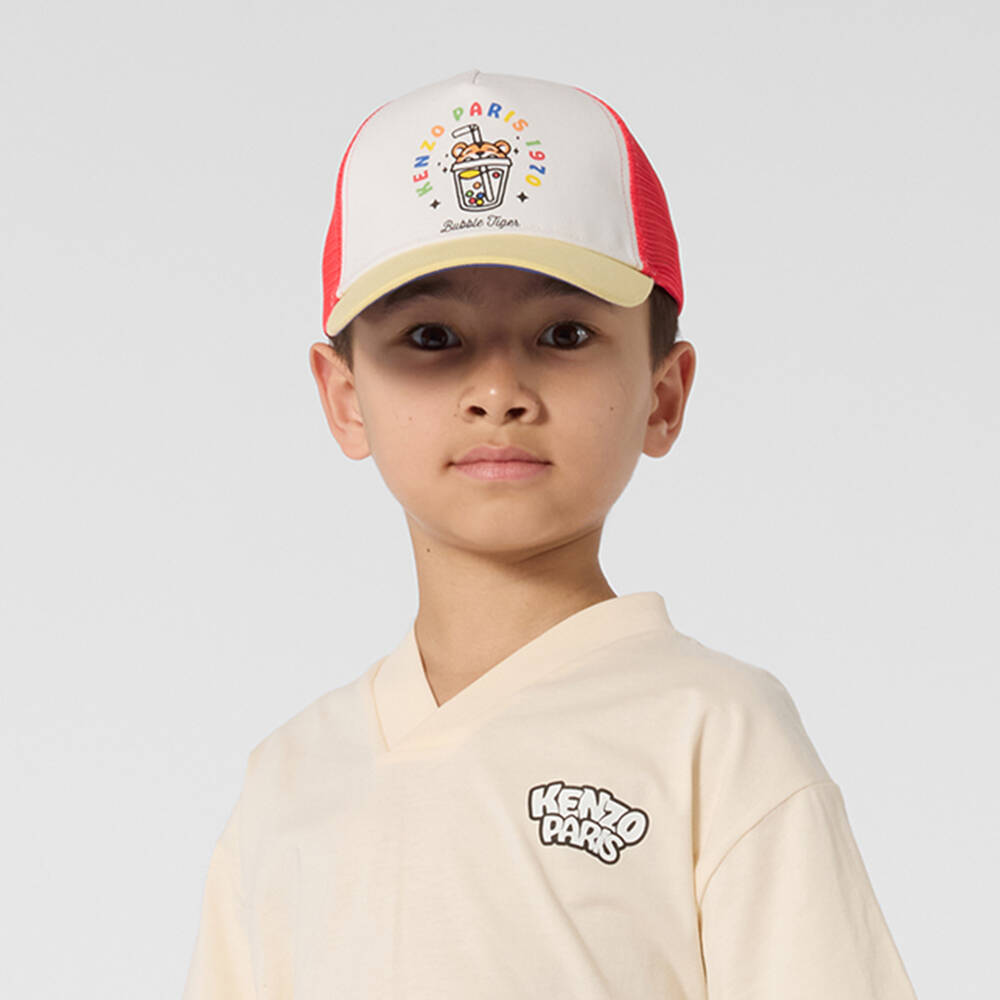 KENZO KIDS-White Bubble Tiger Cap | Childrensalon Outlet