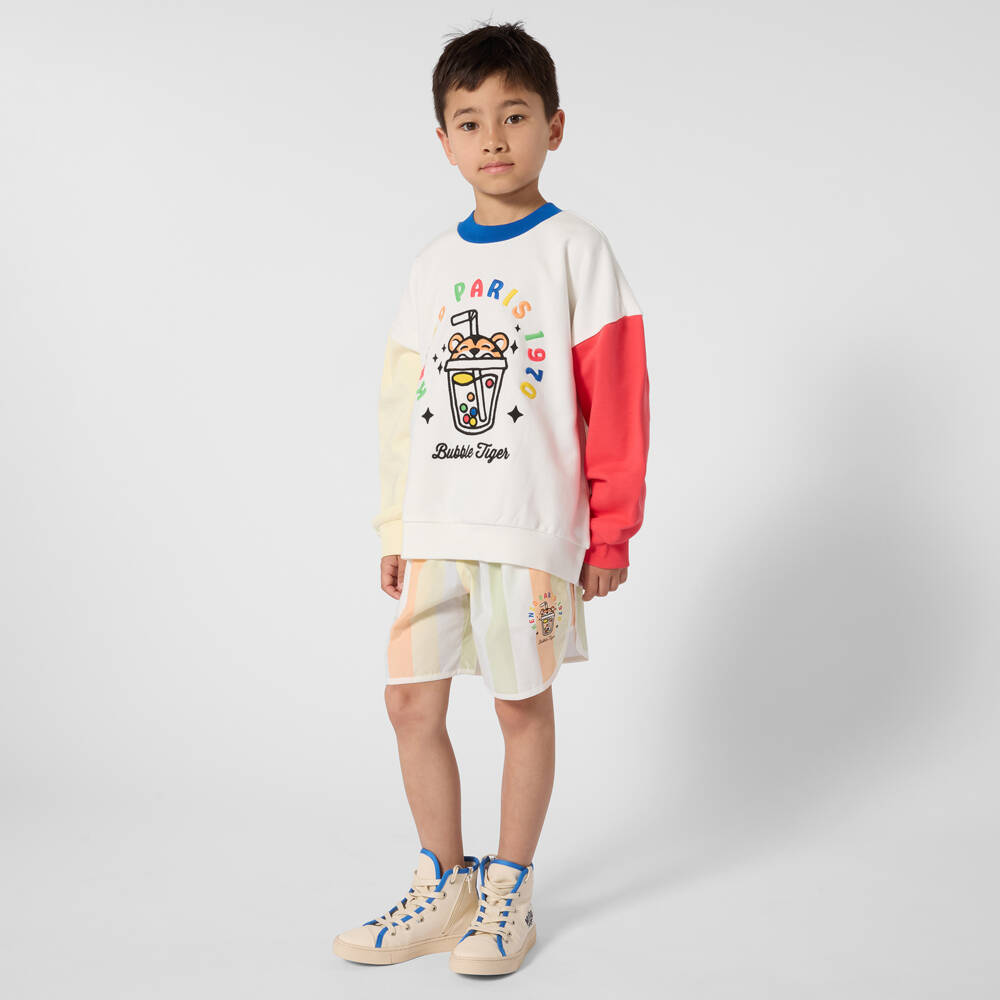 KENZO KIDS-White Bubble Tiger Sweatshirt | Childrensalon Outlet