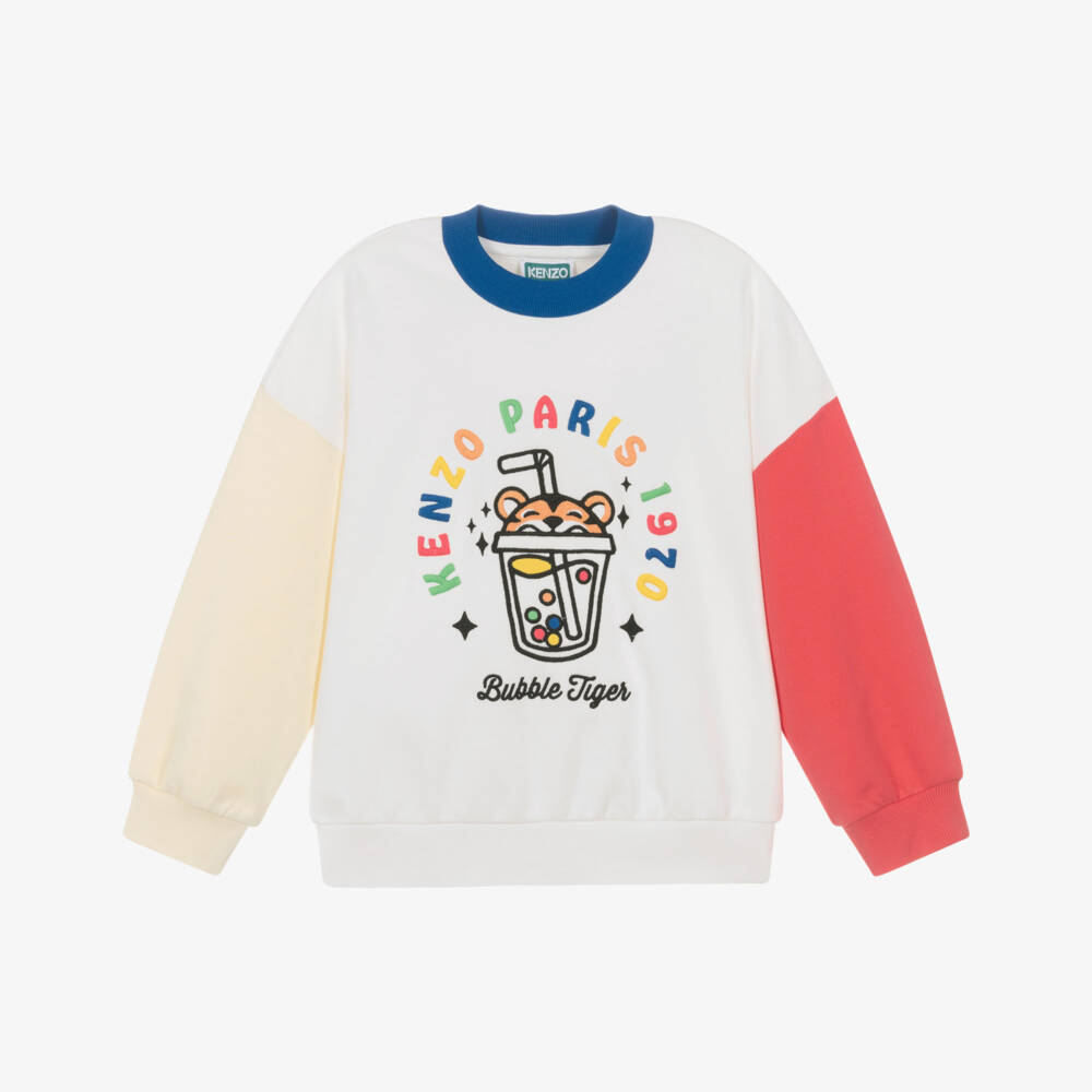KENZO KIDS-White Bubble Tiger Sweatshirt | Childrensalon Outlet